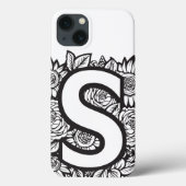 Personalisierter Letter S Elegante Tattoo Blume Case-Mate iPhone Hülle (Rückseite)