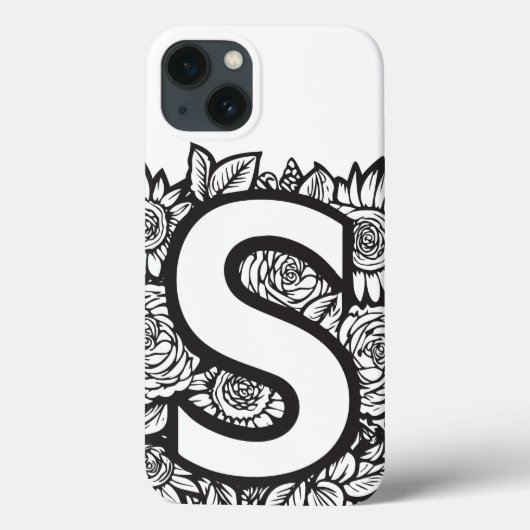 Personalisierter Letter S Elegante Tattoo Blume Case-Mate iPhone Hülle (Rückseite)