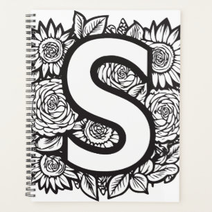 Personalisierter Letter S Tattoo Blume Monogram Planer