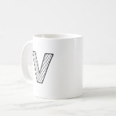 Personalisierter Letter V Keramik Monogramm Becher Kaffeetasse (Vorderseite Links)