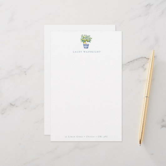 Personalisierter Letterhead aus gegossenem Zitrone Briefpapier (Vorderseite/Rückseite Beispiel)