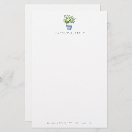 Personalisierter Letterhead aus gegossenem Zitrone Briefpapier (Vorne/Hinten)