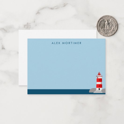 Personalisierter Leuchtturm an der Küste Mitteilungskarte (Vorderseite/Rückseite Beispiel)