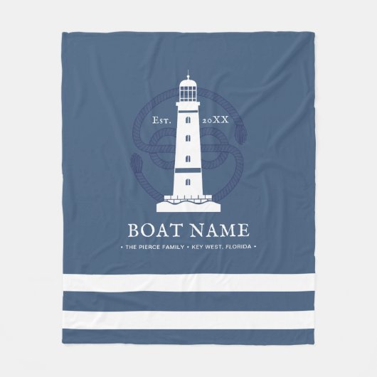 Personalisierter Leuchtturm Boat Name Modern Fleecedecke (Vorderseite)