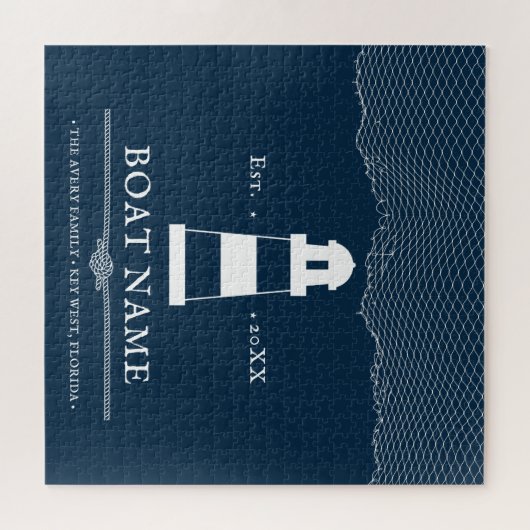 Personalisierter Leuchtturm Nautic Boat Name Puzzle (Horizontal)