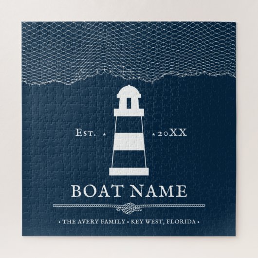 Personalisierter Leuchtturm Nautic Boat Name Puzzle (Vertikal)