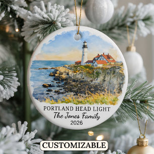 Personalisierter Leuchtturm Portland Head, Maine Keramik Ornament