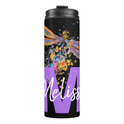 Personalisierter Libellen-Splatter Thermosbecher (Vorderseite)