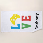 Personalisierter LIEBE-Videospielcontroller Strandtuch (Vorderseite)