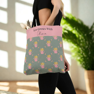Personalisierter 'Liebe wächst mit dir'-Blumen-Tot Tasche