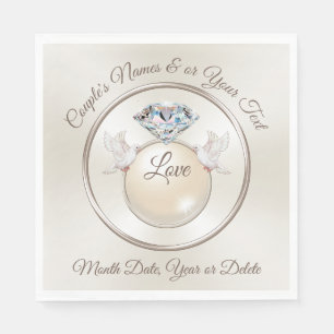 Personalisierter Liebesbird Hochzeit Napkins in 3  Serviette