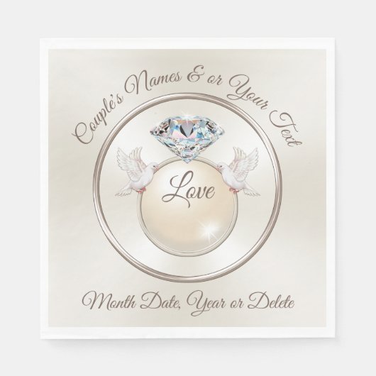 Personalisierter Liebesbird Hochzeit Napkins in 3  Serviette (Vorderseite)