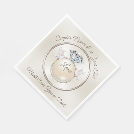 Personalisierter Liebesbird Hochzeit Napkins in 3 Serviette (Ecke)