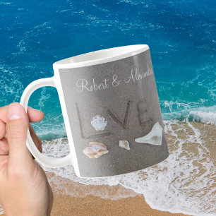 Personalisierter Liebesstrand Muscheln Kaffeetasse