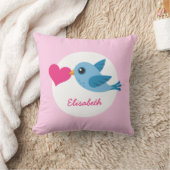 Personalisierter Liebesvogel mit rosa Herz Kissen (Decke)
