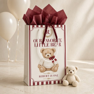 Personalisierter Lieblingskleiner Bär zum ersten G Mittlere Geschenktüte