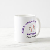 Personalisierter lila Baseballspieler der High Sch Kaffeetasse (VorderseiteRechts)