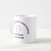 Personalisierter lila Baseballspieler der High Sch Kaffeetasse (Vorderseite Links)