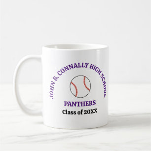 Personalisierter lila Baseballspieler der High Sch Kaffeetasse