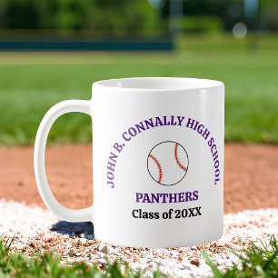 Personalisierter lila Baseballspieler der High Sch Kaffeetasse