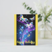 Personalisierter Lila Blauer Schmetterling Postkarte (Stehend Vorderseite)