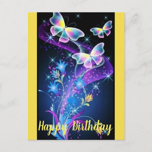 Personalisierter Lila Blauer Schmetterling Postkarte (Vorderseite)