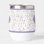 Personalisierter lila Blumenmonogramm-Becher (Rechts)