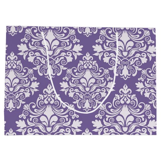 Personalisierter Lila Damask-Beutel Große Geschenktüte (Rückseite)
