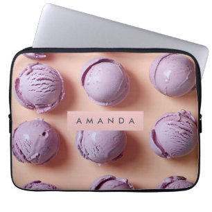 Personalisierter lila Eiskreme-Löffel Laptopschutzhülle