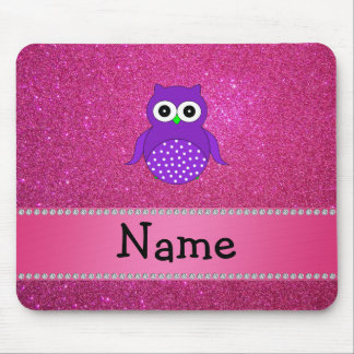 Personalisierter lila Eulenrosa-NamensGlitter Mousepad