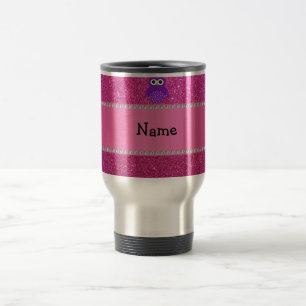 Personalisierter lila Eulenrosa-NamensGlitter Reisebecher