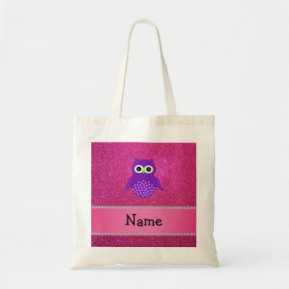 Personalisierter lila Eulenrosa-NamensGlitter Tragetasche