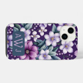 Personalisierter Lila floraler iPhone-Fall iPhone Hülle (Rückseite (Horizontal))