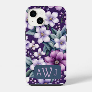 Personalisierter Lila floraler iPhone-Fall iPhone 14 Hülle