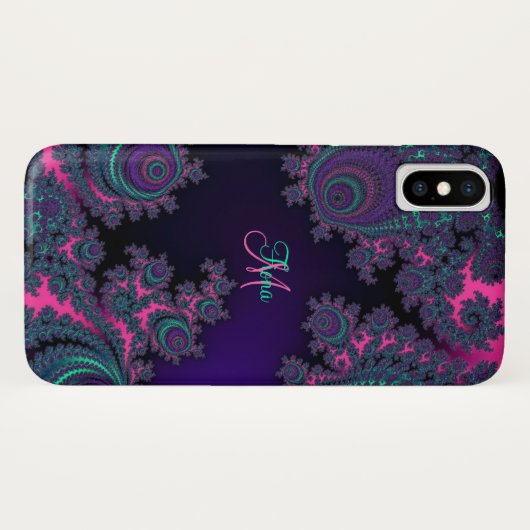 Personalisierter lila Fraktal iPhone X Kasten Case-Mate iPhone Hülle (Rückseite (Horizontal))