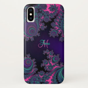Personalisierter lila Fraktal iPhone X Kasten Case-Mate iPhone Hülle