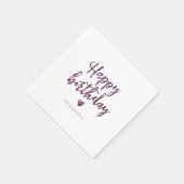 Personalisierter lila funkelnder Glitzer zum Gebur Serviette (Ecke)