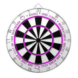 Personalisierter, Lila Fushia B&W Benutzerdefinier Dartscheibe