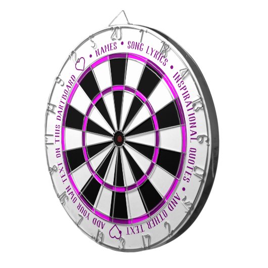 Personalisierter, Lila Fushia B&W Benutzerdefinier Dartscheibe (Vorderseite rechts)