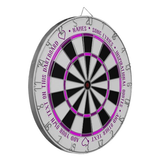 Personalisierter, Lila Fushia B&W Benutzerdefinier Dartscheibe (Vorderseite Links)