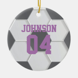 Personalisierter Lila Fußballball Weihnachten Keramik Ornament