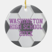 Personalisierter Lila Fußballball Weihnachten Keramik Ornament (Hinten)