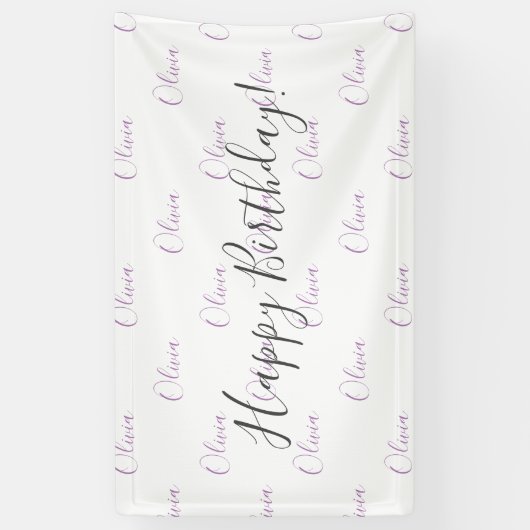 Personalisierter Lila Geburtsname Banner (Vertikal)