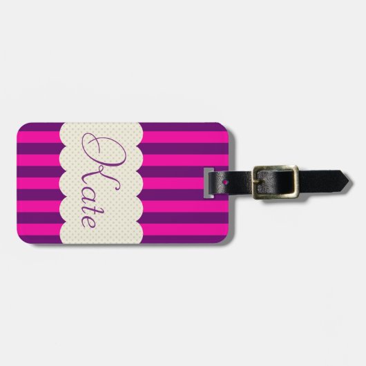 Personalisierter lila gepäckanhänger (Vorderseite horizontal)