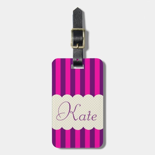 Personalisierter lila gepäckanhänger (Vorderseite vertikal)