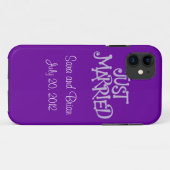 Personalisierter lila gerade verheirateter iPhone Case-Mate iPhone Hülle (Rückseite (Horizontal))