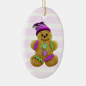 Personalisierter Lila Gingerbrot Mann Weihnachten Keramik Ornament (Rechts)