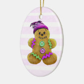 Personalisierter Lila Gingerbrot Mann Weihnachten Keramik Ornament (Links)