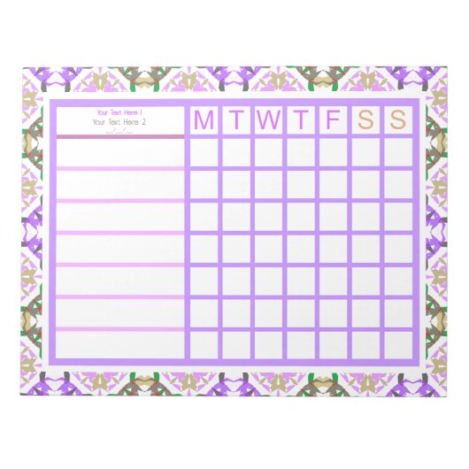 Personalisierter Lila Girly Weekly Planer Organisa Notizblock (Vorderseite)