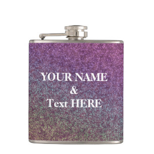 Personalisierter lila Glitter - Eigene Foto-Anpass Flachmann